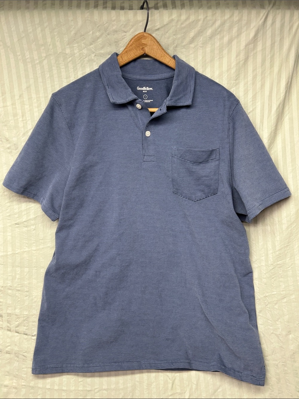 Goodfellow & Co Men's Slate Blue Short-Sleeve Polo with Chest Pocket